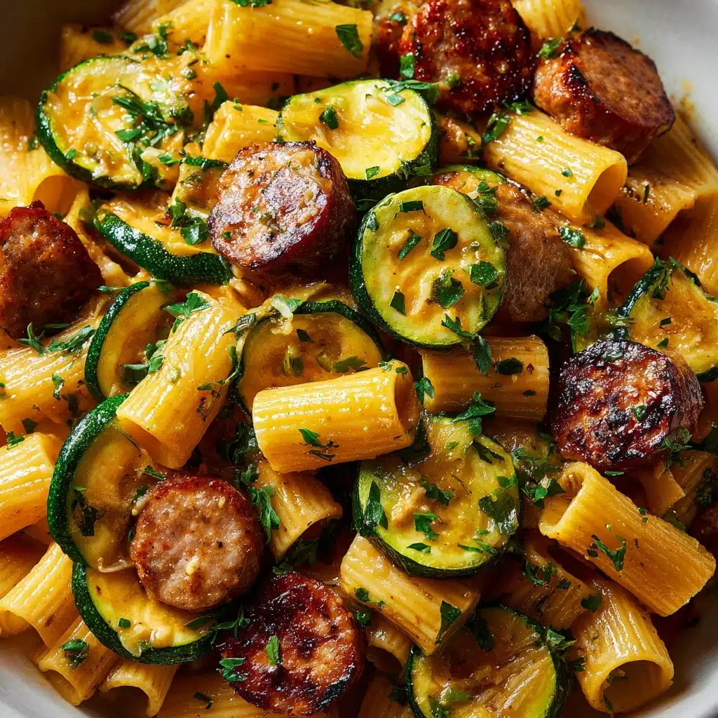 Chicken Sausages with Zucchini, Tomatoes, and Pasta Recipe - Recipe Image