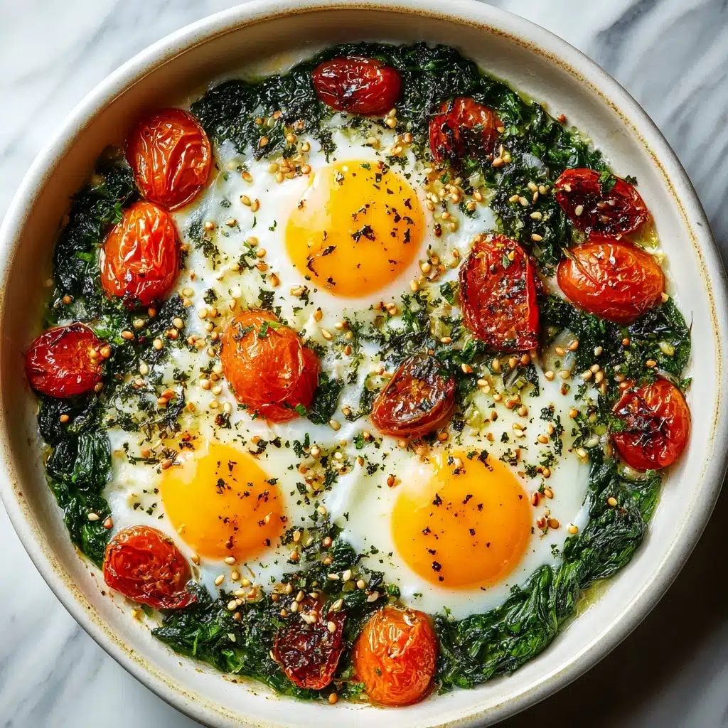 Baked Feta Eggs with Spinach and Tomatoes Recipe