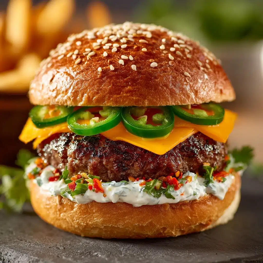 Double-Decker Jalapeño Popper Smash Burger with Ranch Drizzle Recipe - Recipe Image