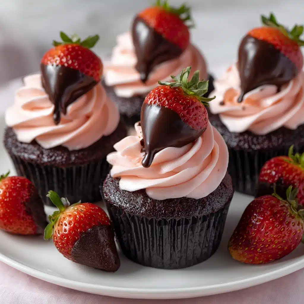 Chocolate Covered Strawberry Cupcakes Recipe - Recipe Image