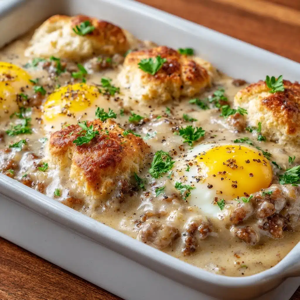 Biscuits and Gravy Breakfast Casserole Recipe - Recipe Image
