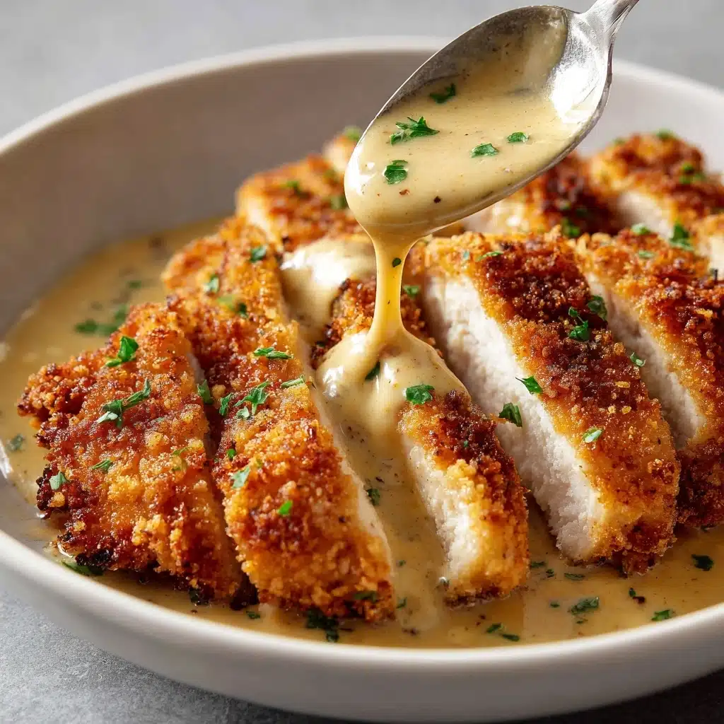 Parmesan Crusted Chicken with Creamy Garlic Sauce Recipe - Recipe Image