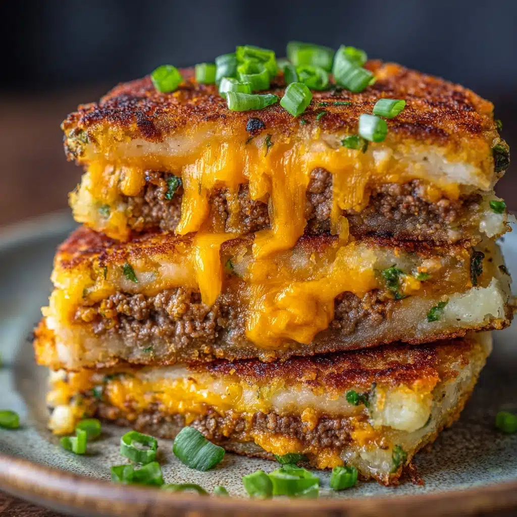 Cheesy Beef Stuffed Potato Cakes Recipe - Recipe Image