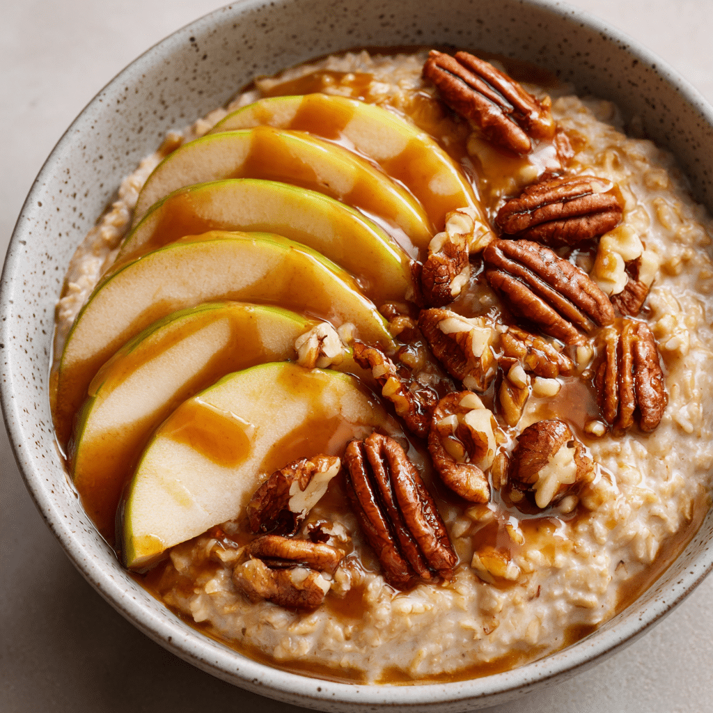 Cinnamon Apple Oatmeal with Caramelized Apples and Walnuts Recipe - Recipe Image