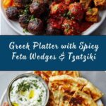 Greek Platter: Spicy Feta Topped Wedges, Meatballs, Tzatziki, and Toasted Pitta Recipe