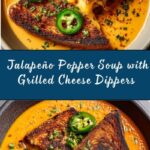 Spicy Jalapeño Popper Soup with Grilled Cheese Dippers Recipe