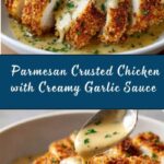 Parmesan Crusted Chicken with Creamy Garlic Sauce Recipe