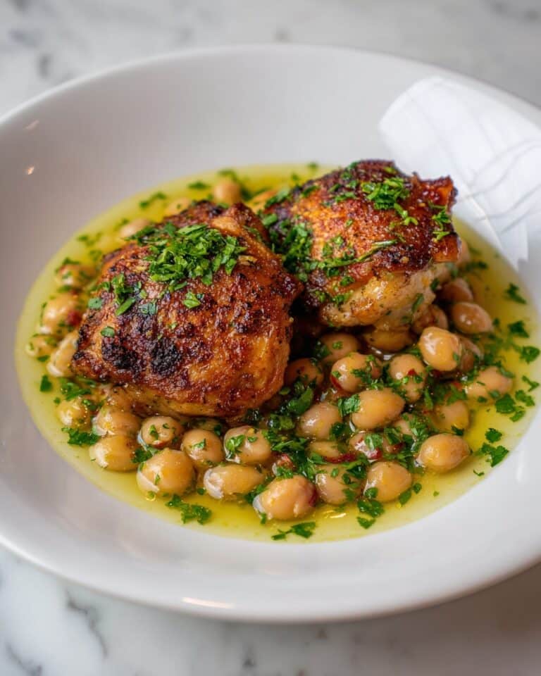 Crispy Chicken Thighs Over Vinegar Beans Recipe