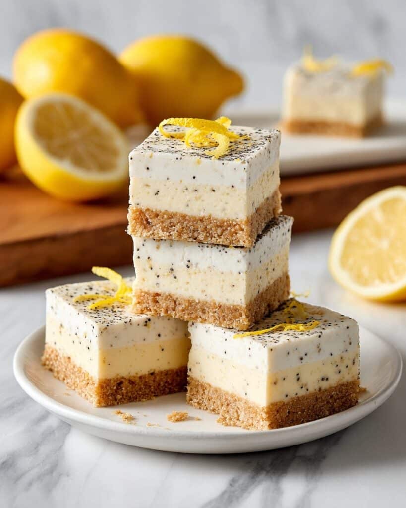 Low Sugar Lemon Poppy Seed Greek Yogurt Bars Recipe