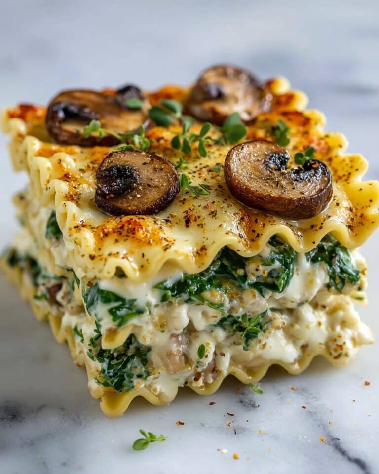 Creamy Spinach and Mushroom White Lasagna Recipe