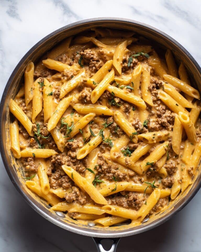 Cheesy Ground Beef Pasta Skillet Recipe