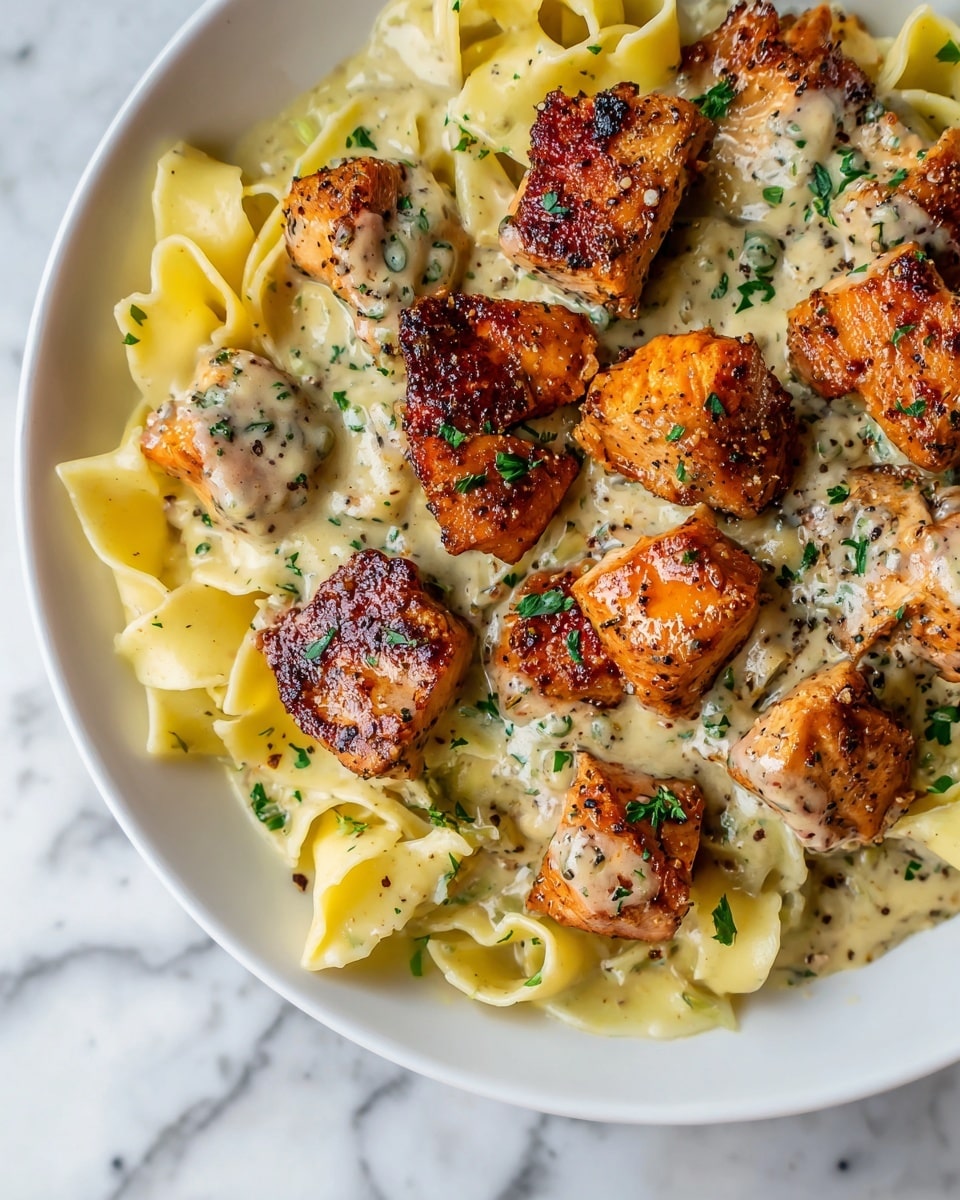 Chicken Bites with Creamy Parmesan Pasta Recipe - Recipe Image