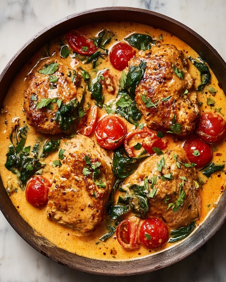 Creamy Chicken Coconut Curry with Tomatoes and Spinach Recipe - Recipe Image