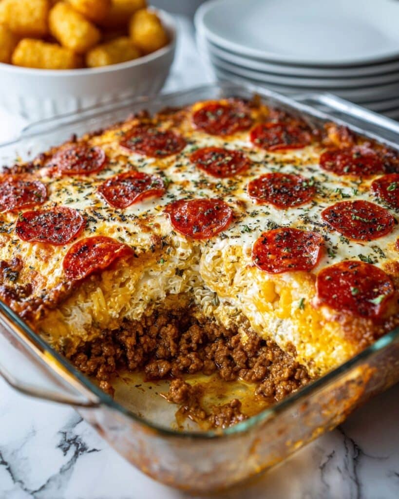 Pepperoni Pizza Tater Tot Casserole Recipe