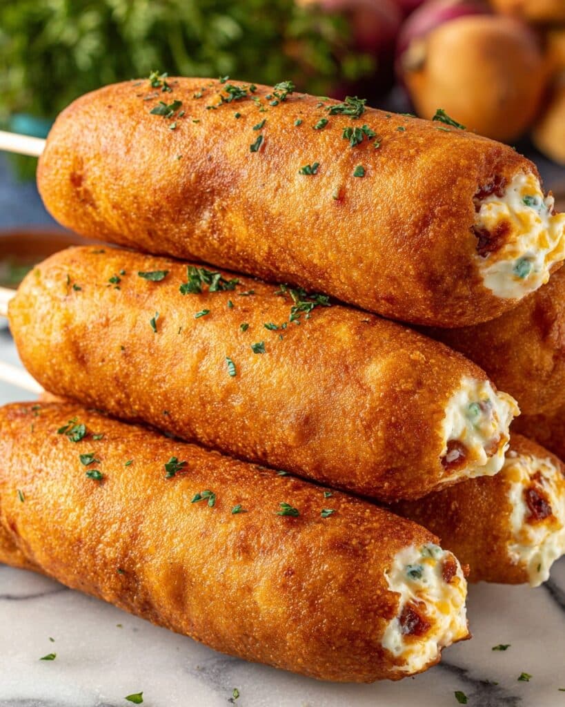 Shrimp and Crab Nacho Bomb Corn Dogs Recipe