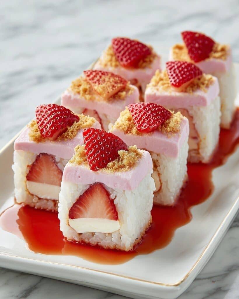 Strawberry Shortcake Cheesecake Dessert Sushi Rolls Recipe