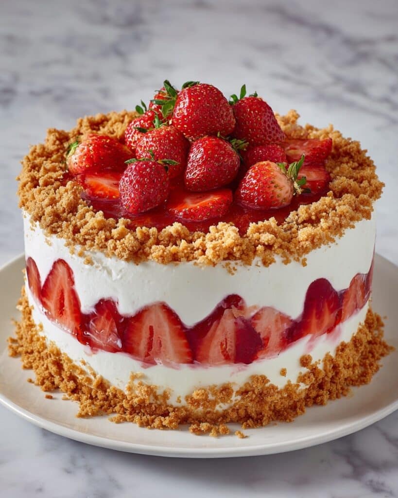 Strawberry Delight Crunch Cake Recipe