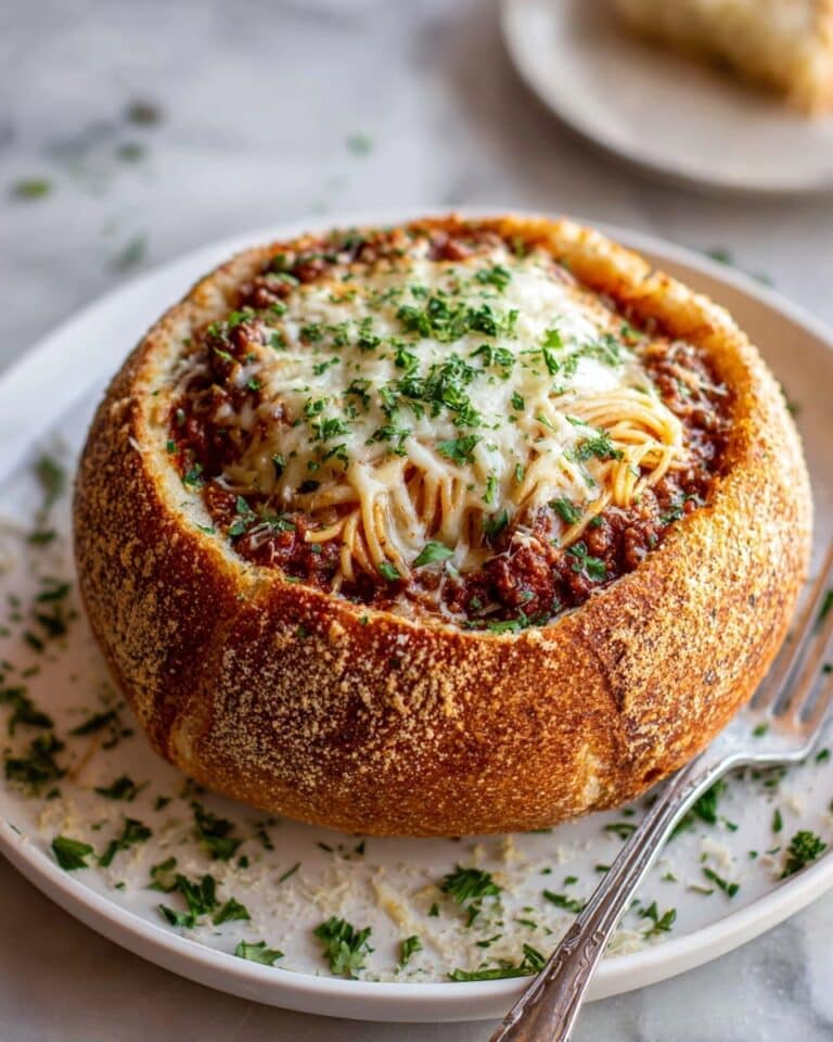 Personal Spaghetti Bread Bowls Recipe