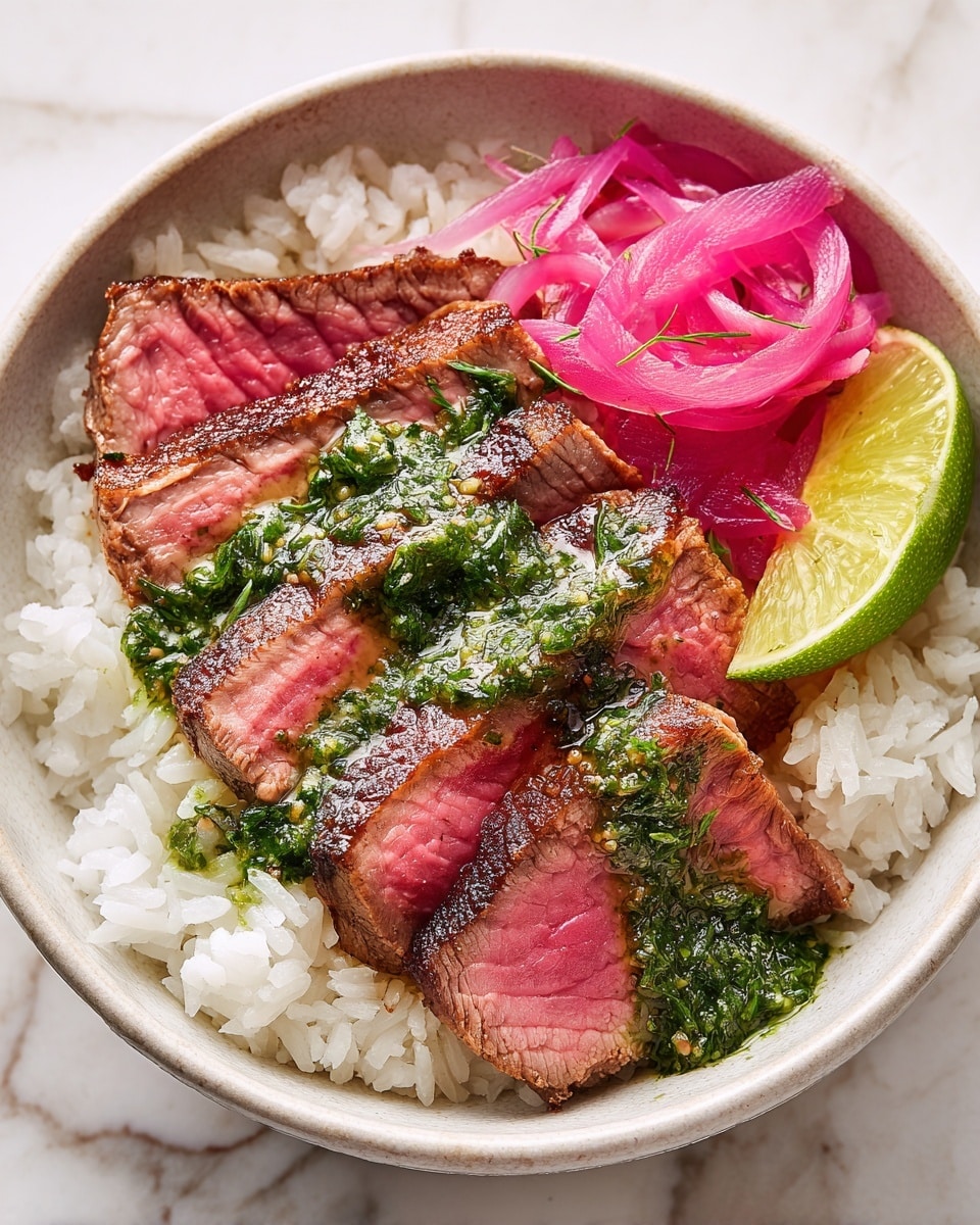 Skirt Steak Rice Bowls with Chimichurri Sauce Recipe - Recipe Image