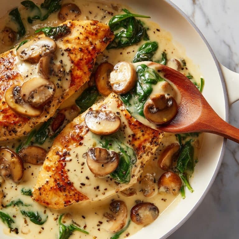 Creamy Parmesan Garlic Mushroom Chicken Recipe
