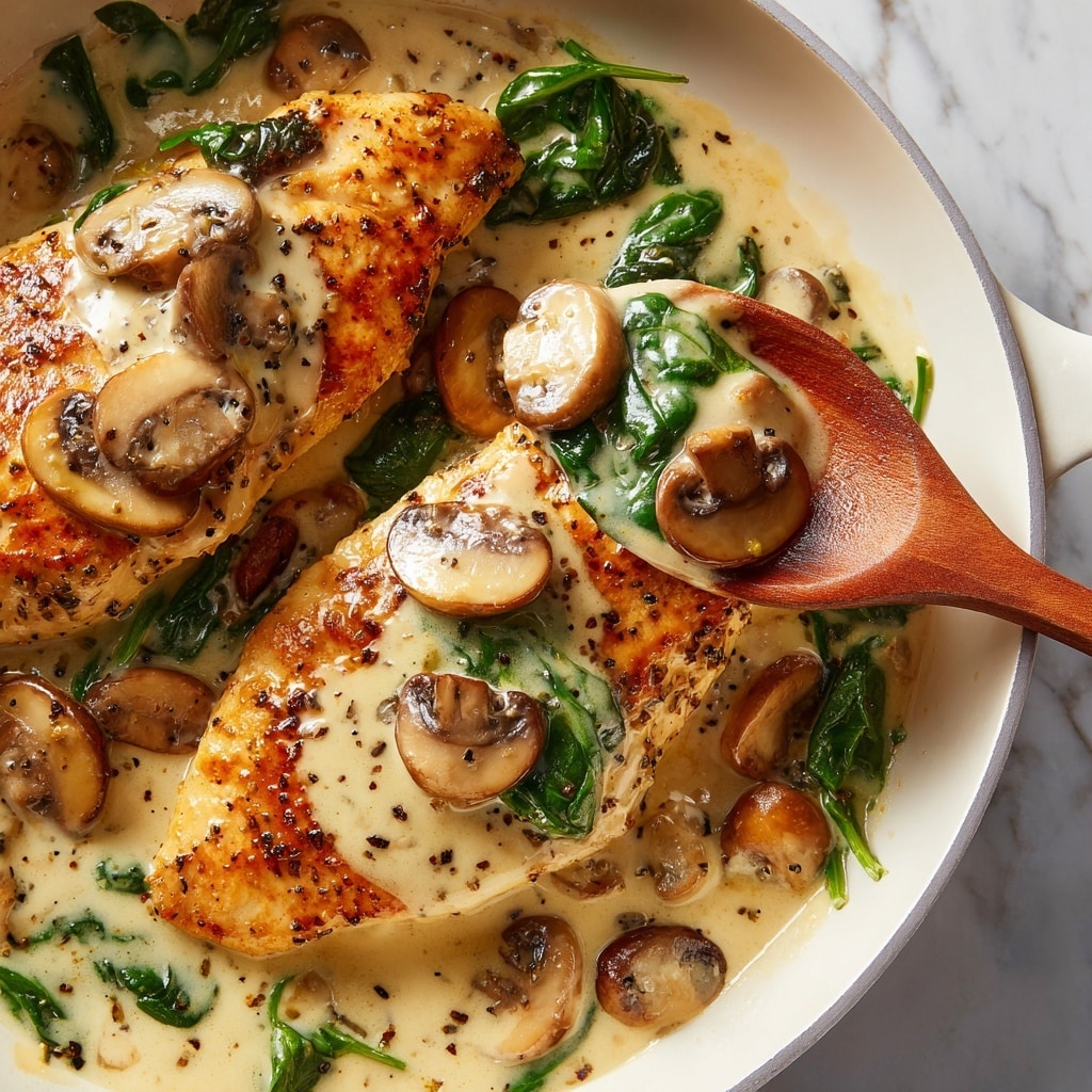 Creamy Parmesan Garlic Mushroom Chicken Recipe