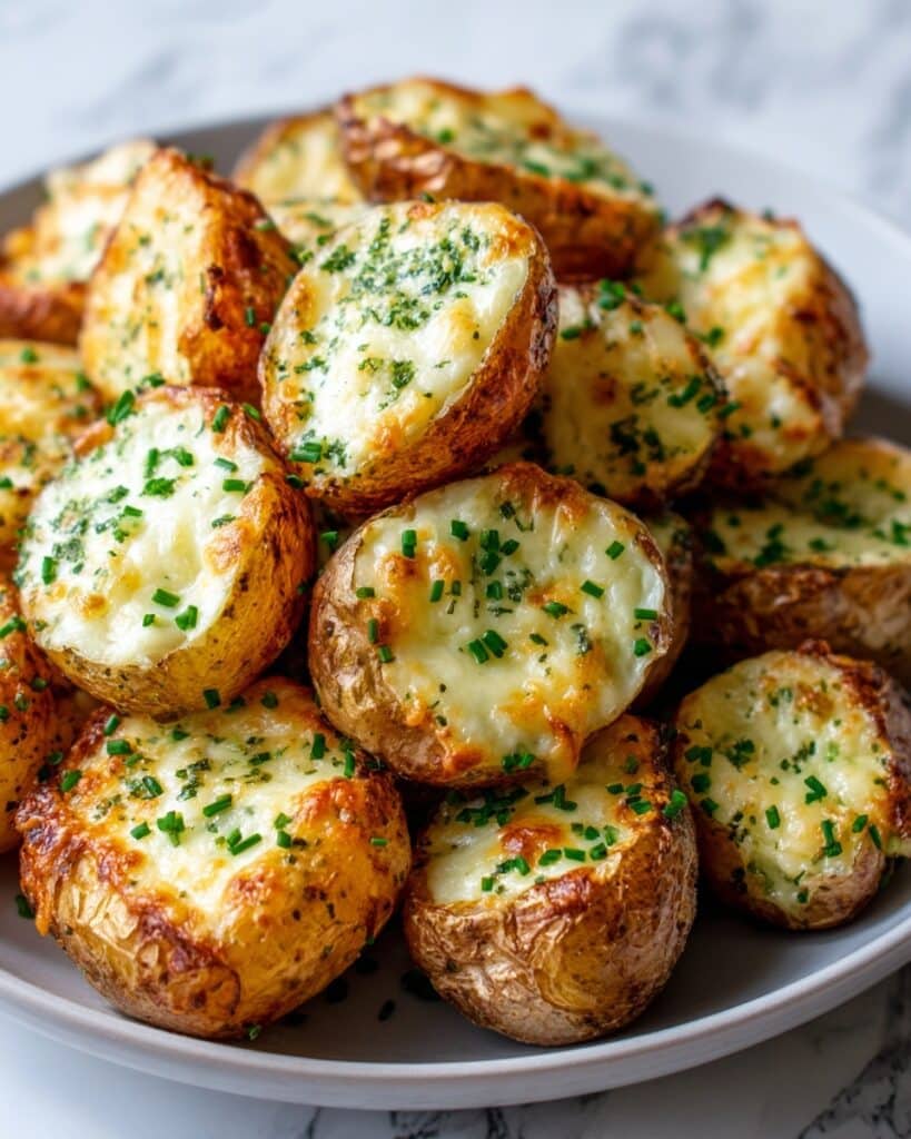 Cheesy Ranch Roasted Potatoes with Green Onion Garnish Recipe