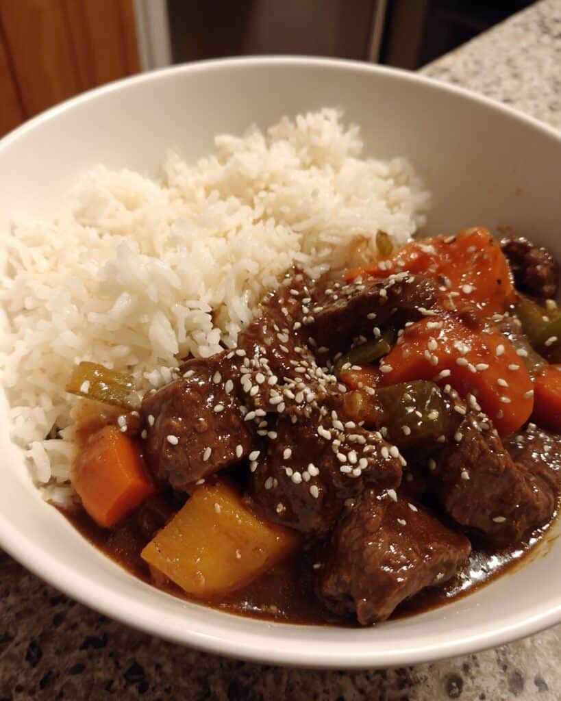 High Protein Beijing Beef Rice Bowls Recipe