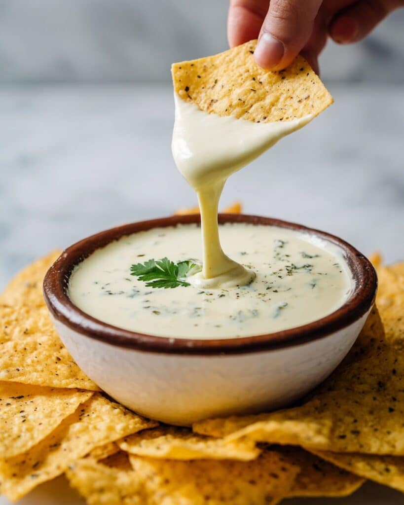 Mexican Restaurant Style White Cheese (Queso) Dip Recipe