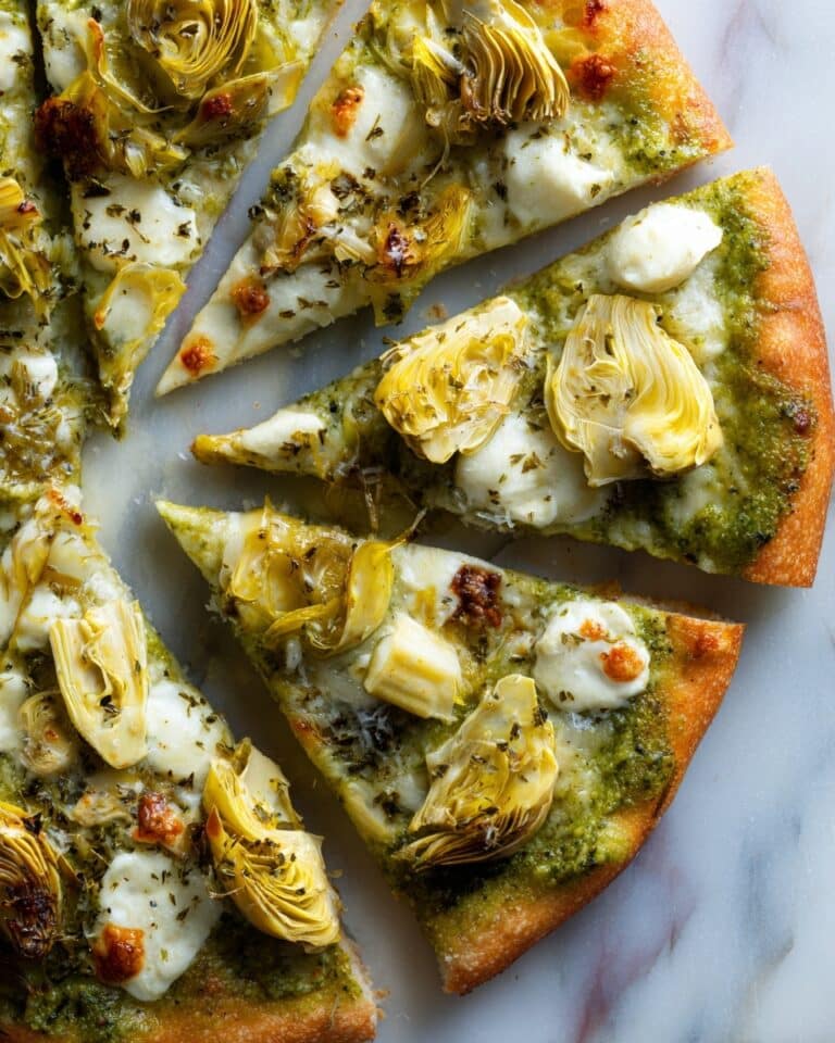 Green Pizza with Pesto, Feta & Artichokes Recipe