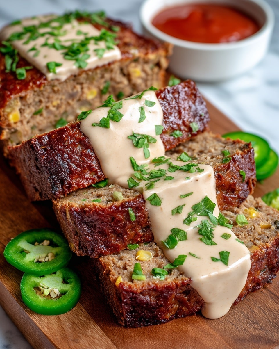 Smoky Jalapeño Popper Meatloaf with Creamy Ranch Drizzle Recipe - Recipe Image