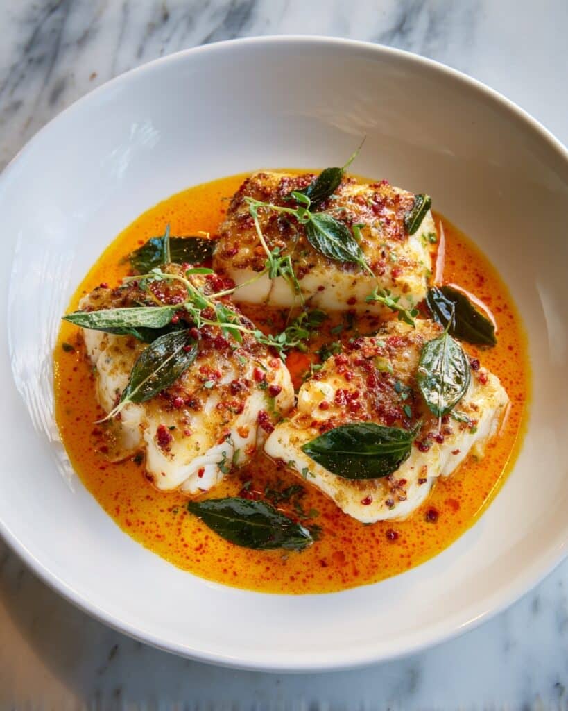 Cod in Roasted Red Pepper Sauce Recipe