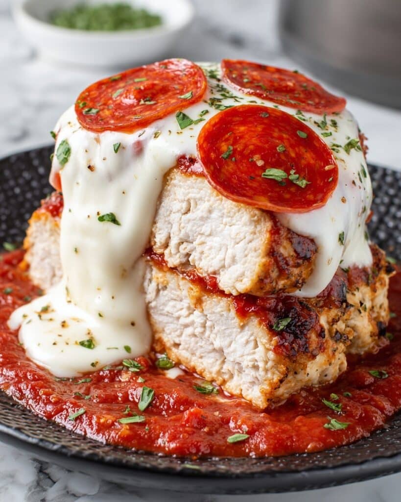 Pepperoni Pizza Stuffed Chicken Bake Recipe