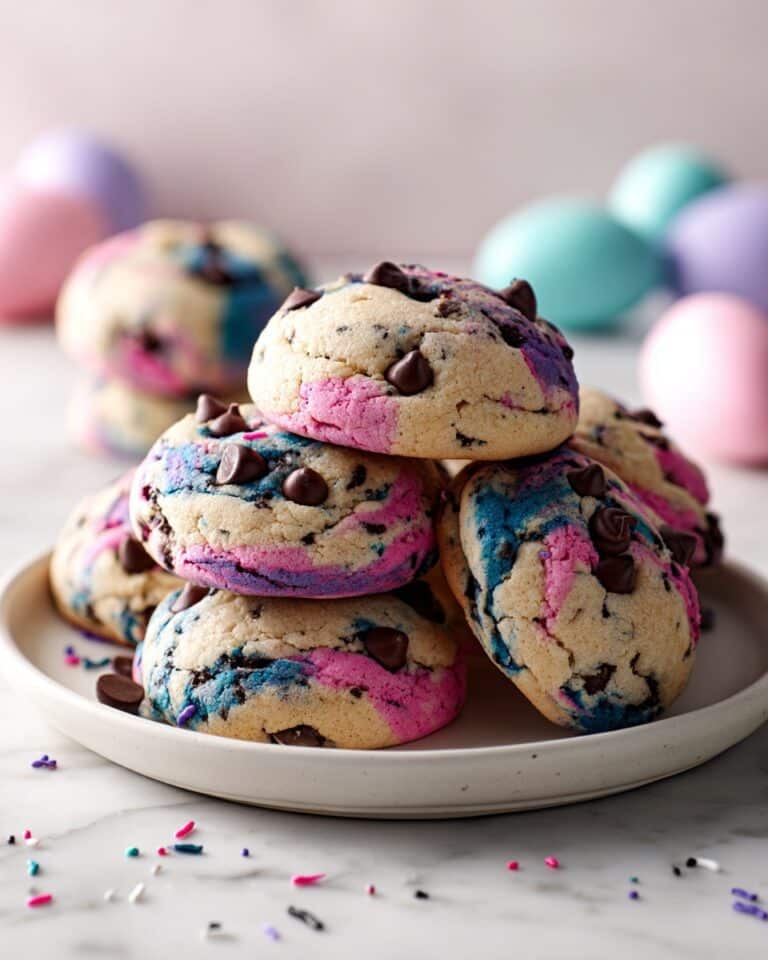 Pastel Marbled Chocolate Chip Cookies with Easter M&Ms Recipe