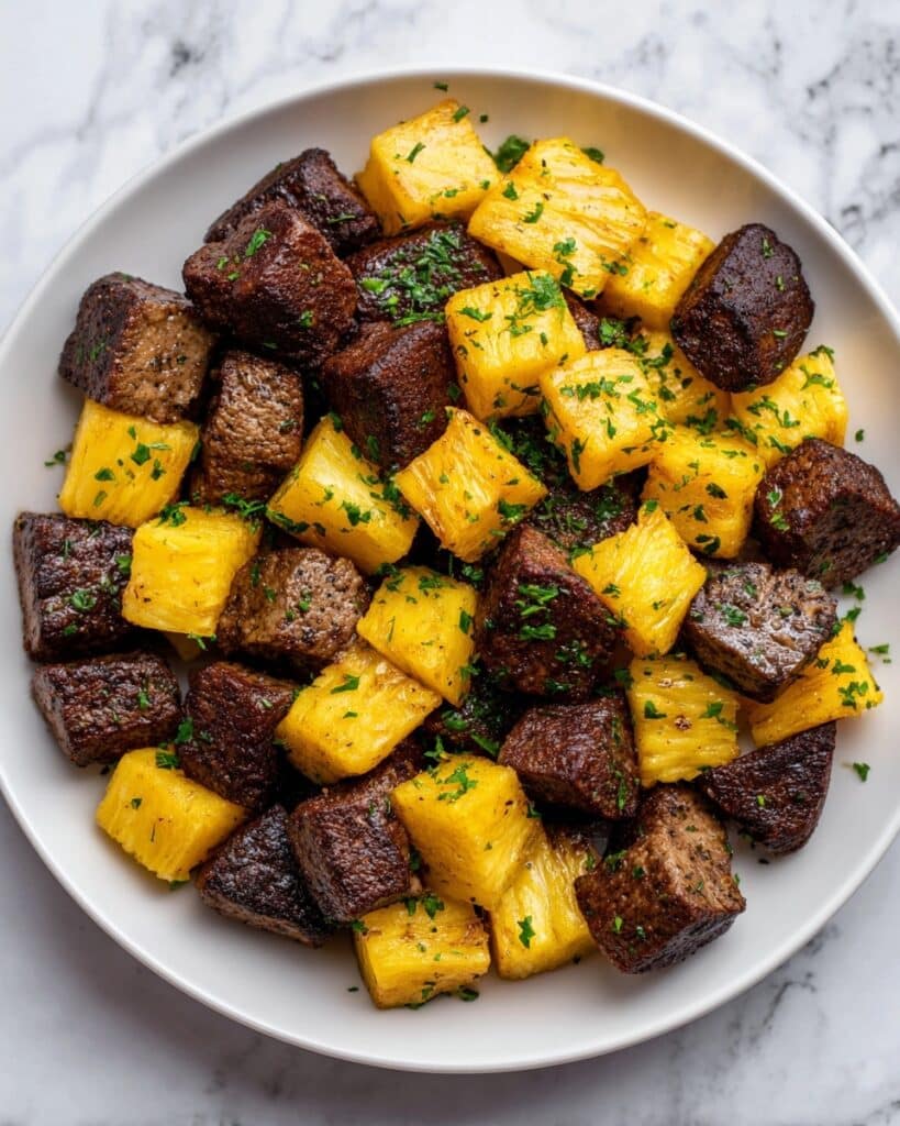 Garlic Butter Steak Bites with Pineapple Recipe