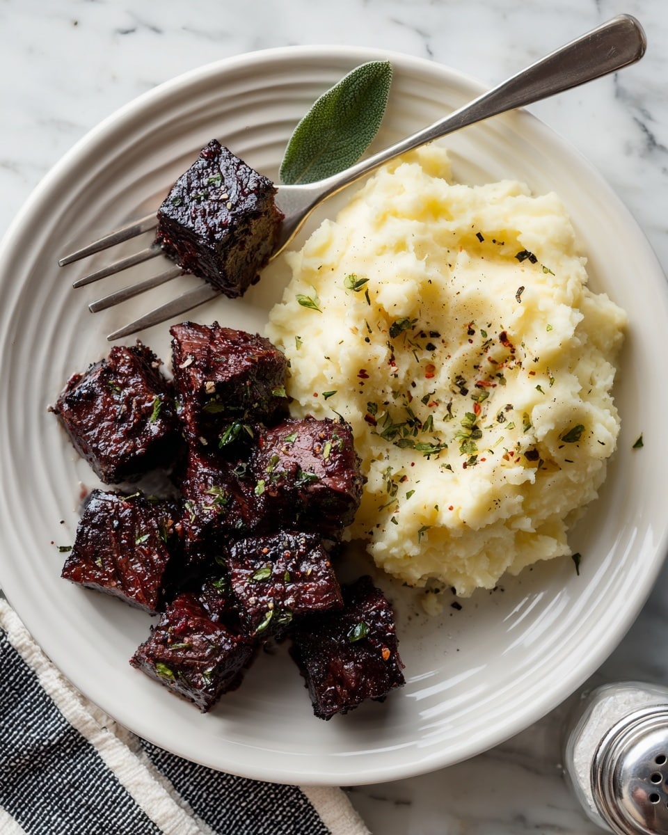 Garlic Butter Steak Bites with Creamy Mashed Potatoes Recipe - Recipe Image