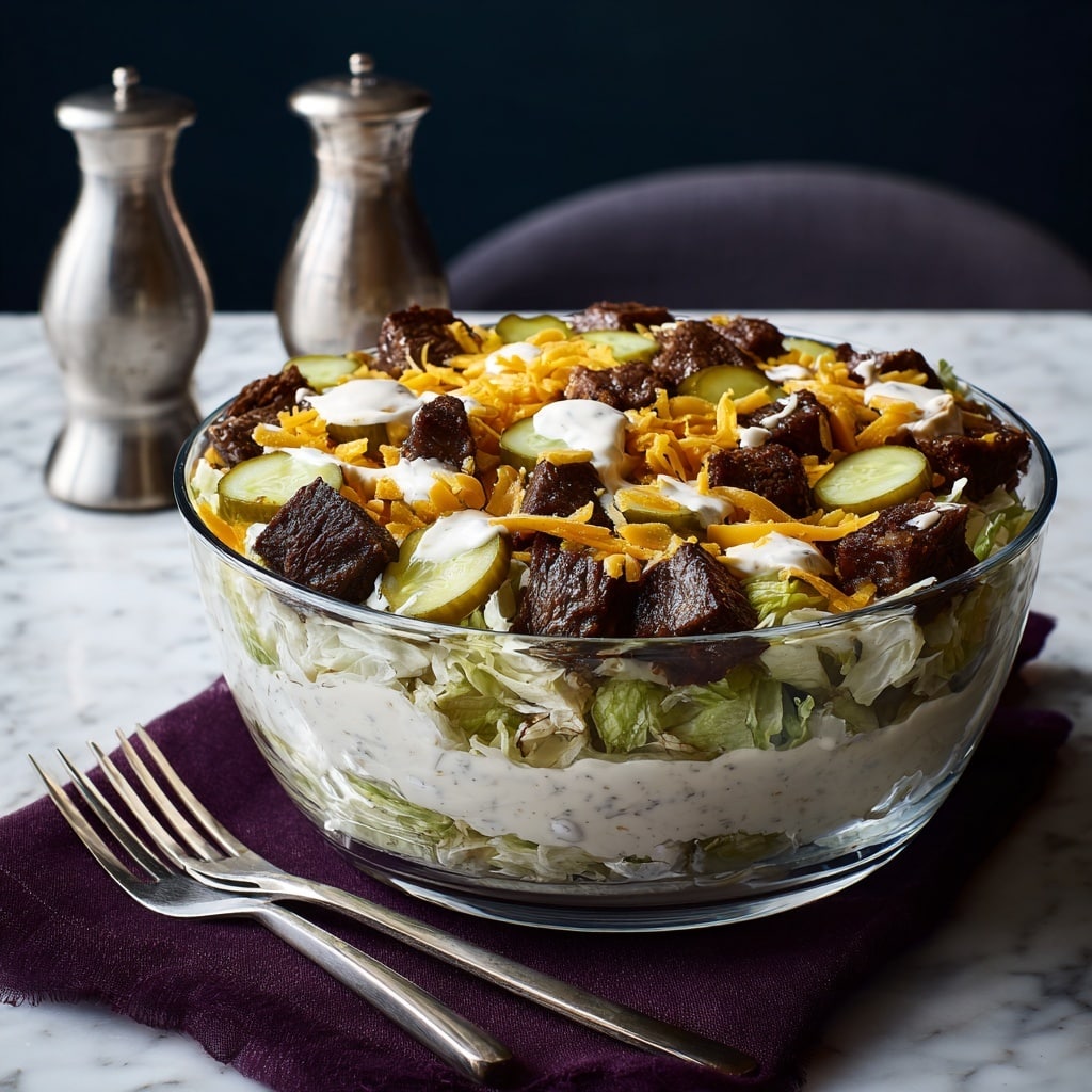 Keto Big Mac Salad | Low Carb Hamburger Salad Recipe - Recipe Image