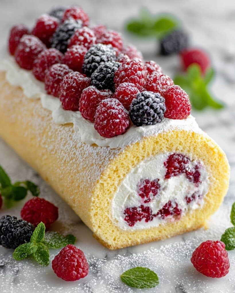 Raspberry Cream Roll Cake Recipe