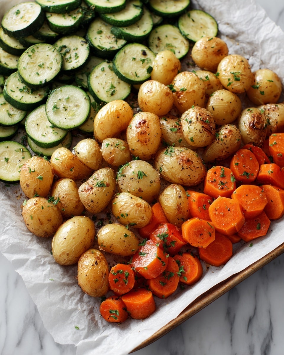 Garlic Herb Roasted Potatoes, Carrots, and Zucchini Recipe - Recipe Image