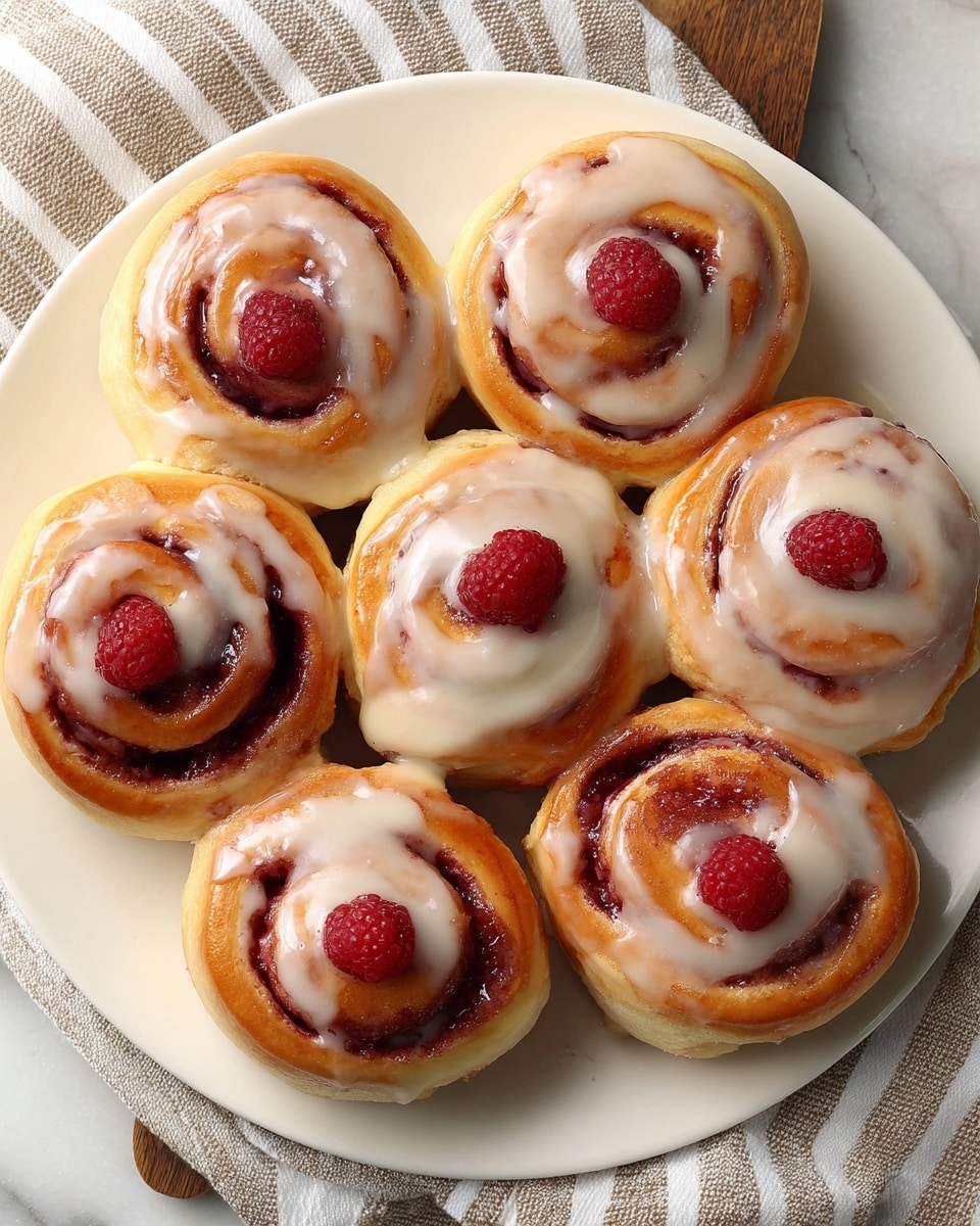 Raspberry Cinnamon Rolls with Lemon Glaze Recipe - Recipe Image