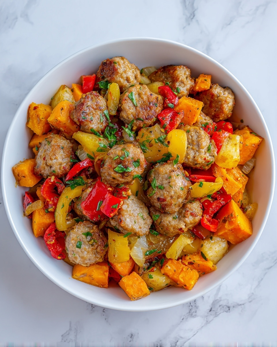 Sausage and Sweet Potatoes with Honey Garlic Sauce Recipe - Recipe Image