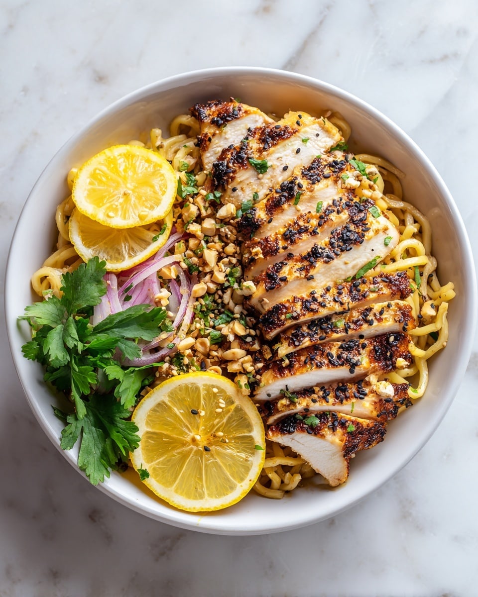 Lemon Garlic Chicken Noodle Bowl Recipe - Recipe Image