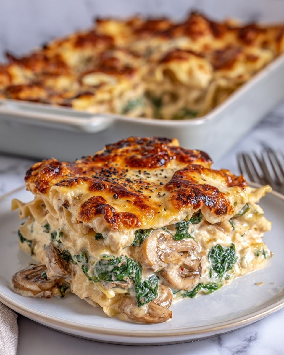 Spinach and Mushroom White Lasagna Recipe - Recipe Image