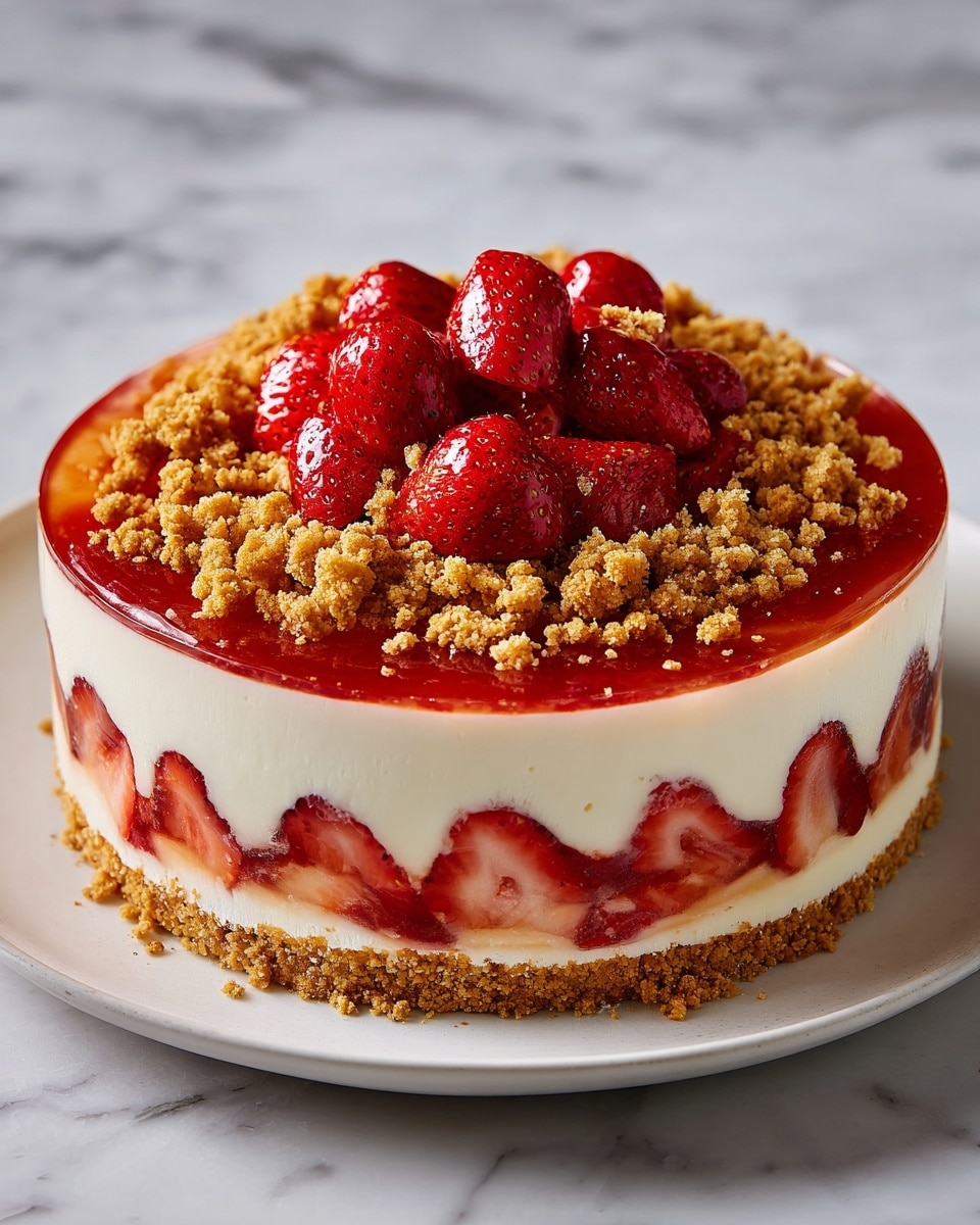 Strawberry Delight Crunch Cake Recipe - Recipe Image