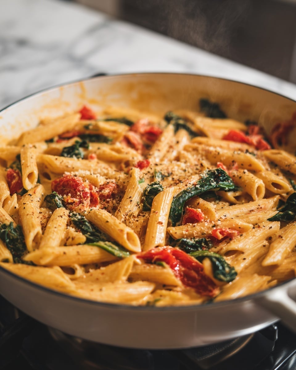 Delicious Spinach Tomato Pasta Recipe - Recipe Image
