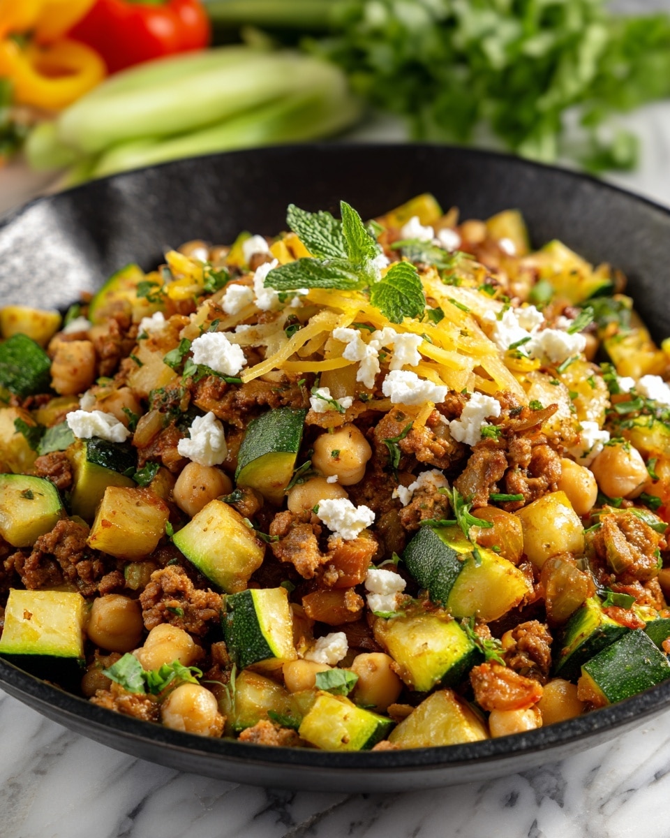 Ground Turkey Zucchini Chickpea Skillet Recipe - Recipe Image