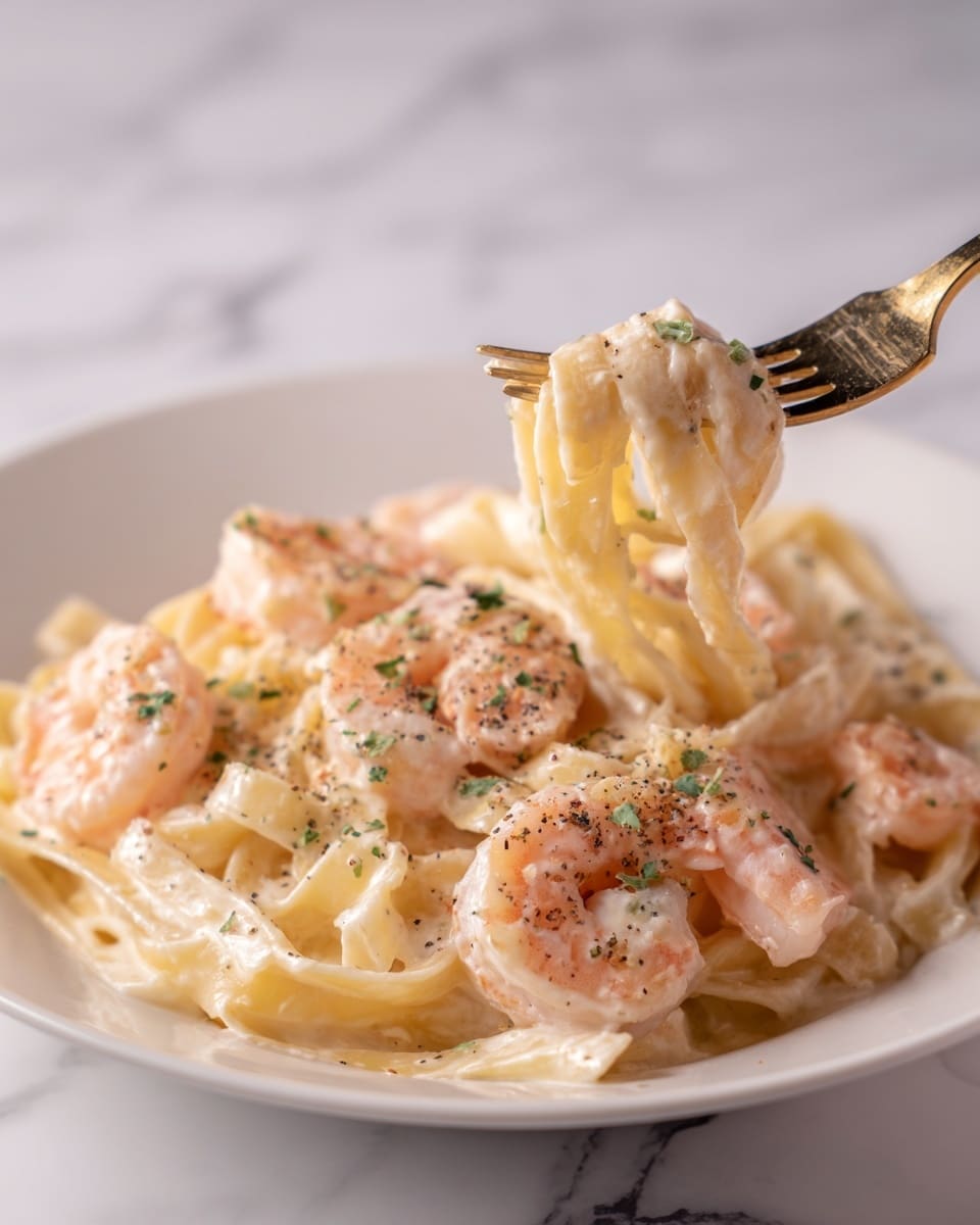 Creamy Alfredo Pasta with Salmon & Shrimp Recipe - Recipe Image
