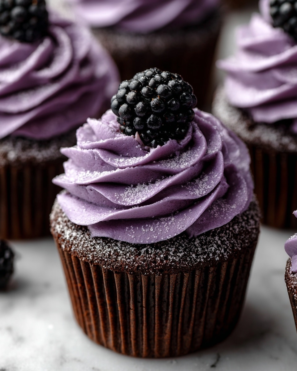 Dark Chocolate Blackberry Cupcakes Recipe - Recipe Image
