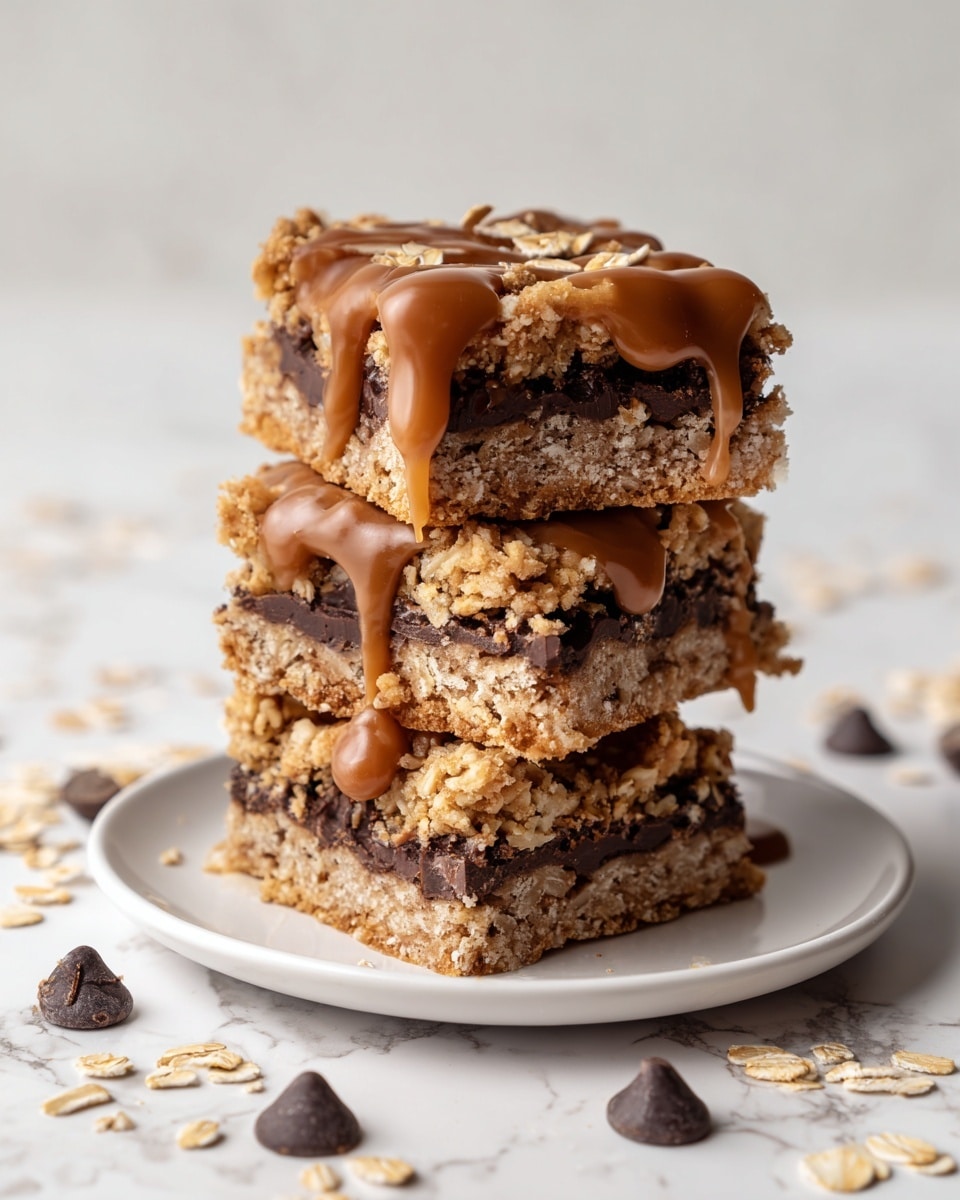 Salted Caramel Chocolate Oat Bars Recipe - Recipe Image