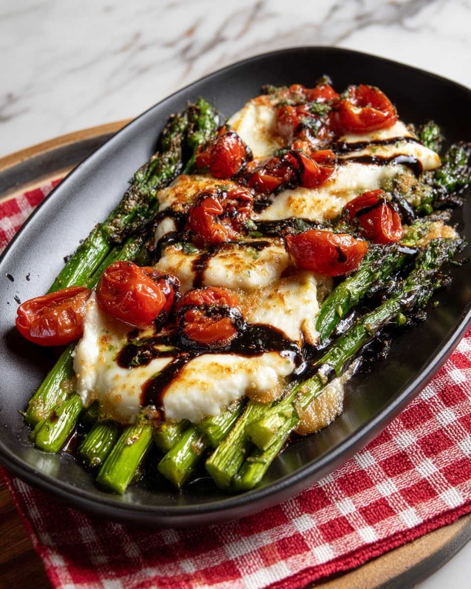 Parmesan Roasted Asparagus with Tomatoes and Balsamic Recipe - Recipe Image