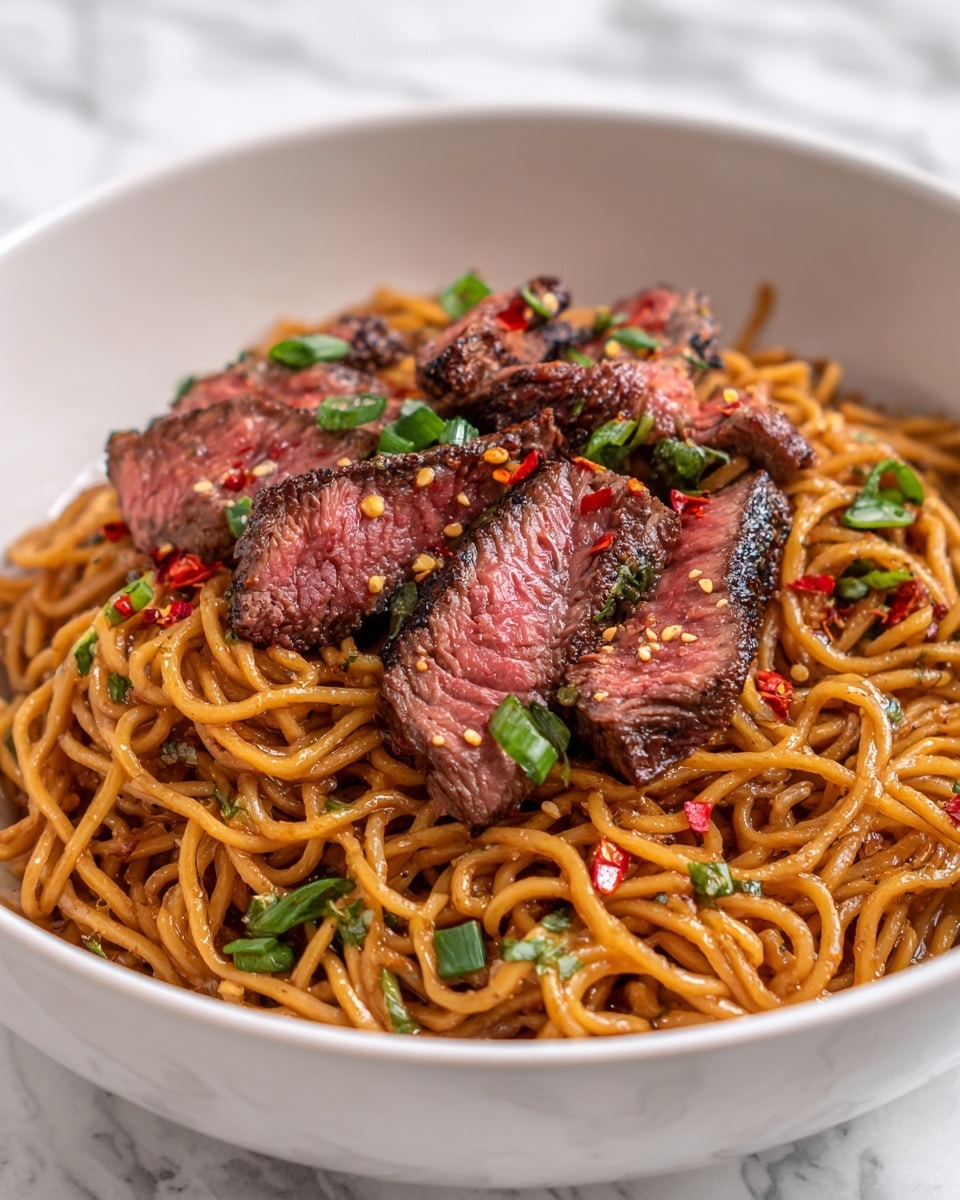 Sweet and Spicy Garlic Steak Pasta Recipe - Recipe Image